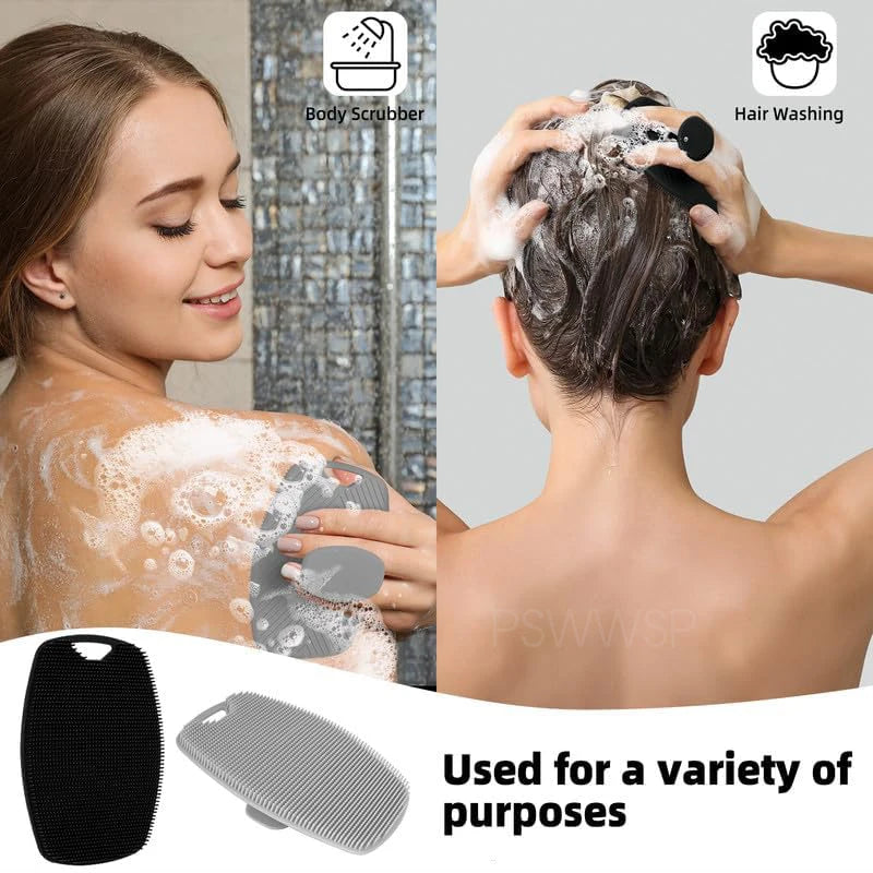 Silicone Body Scrubber Bath Wash Brush Exfoliating Body Brush Shower Face Scrubber Handle Wet & Dry Brushing for Man Women