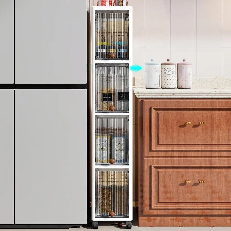 20cm Slim Rolling Storage Cabinet 2–6 Tier Space-Saving Organizer Heavy Duty Rack for Kitchen Bathroom Living Room