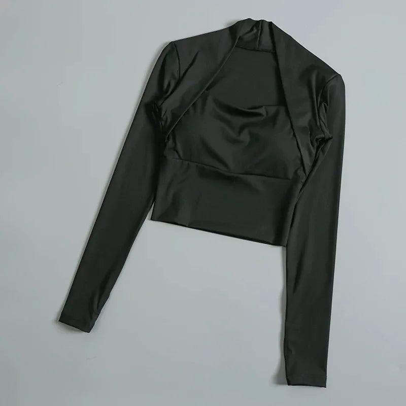 Fitness Chest Cushion Sports Top Women Long Sleeve Shirts Pra Speed Up Short Elegant Dance Yoga Clothes Small Waistband Gym