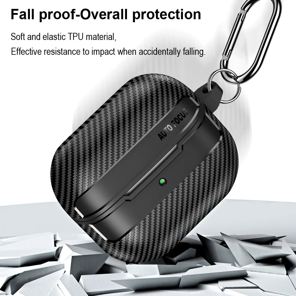 Carbon Fiber Protective Case for Samsung Galaxy Buds3 / Buds 3 Pro with Keyring