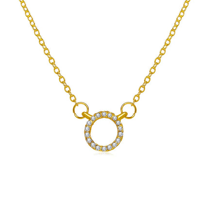 Elegant Gold Circle Crystal Pendant Necklace for Women – Minimalist Party Jewellery Gift