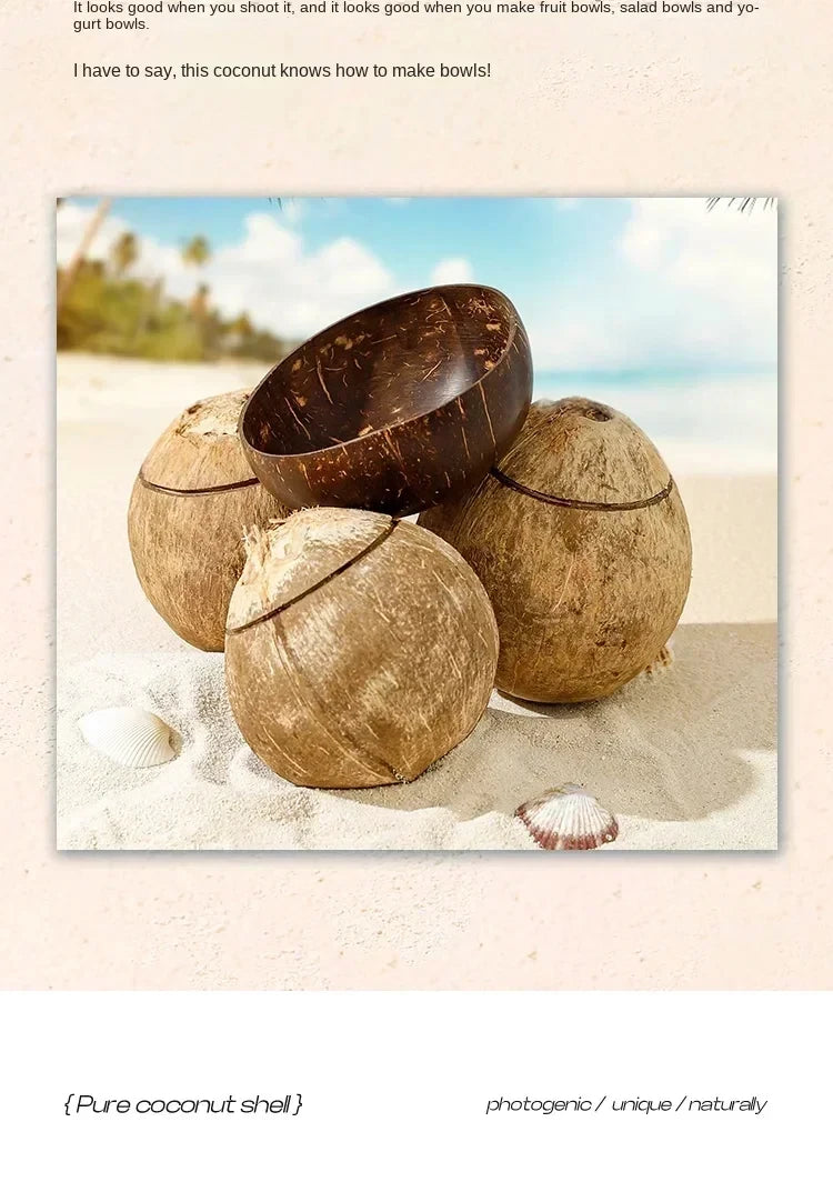 WIKHOSTAR Coconut Bowls For Serving Dishes Wooden Salad Natural Coconut Shell Bowl  Bowl Serving Utensils Breakfast Party