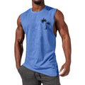 2025 Men'S Muscle Fitness Shirt Sports T-Shirt Gym Training Shirt Summer Casual Vest Tree Print Sleeveless Round Neck