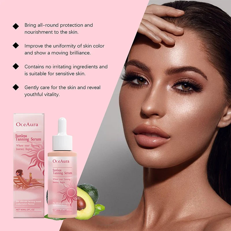 Natural Self Tanning Drops – Herbal Bronzer for Face & Body Sunless Gradual Tan