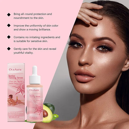 Natural Self Tanning Drops – Herbal Bronzer for Face & Body Sunless Gradual Tan