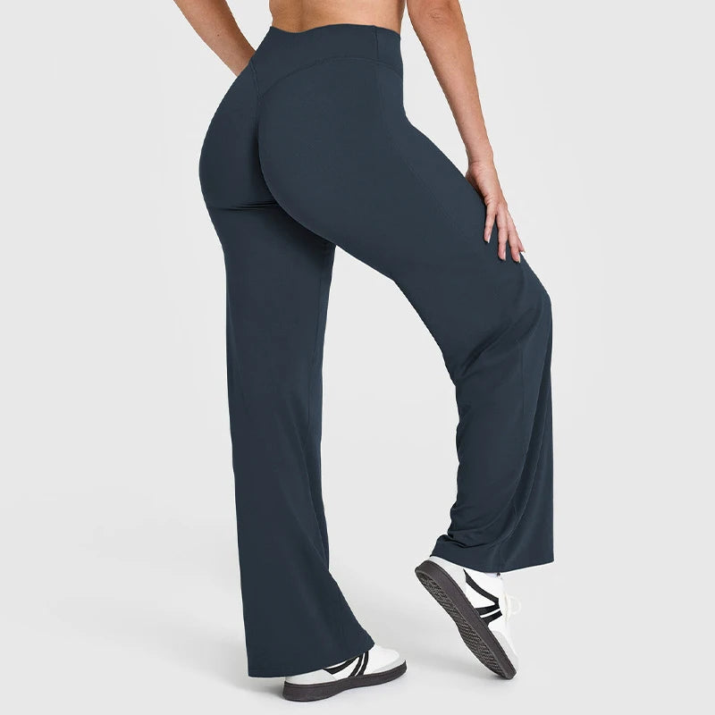 VEQKING Quick Dry Women Yoga Pants Straight-leg Sports Pants Soft Active Trousers Elastic Waist Gym Pilates Pants Winter Outfits