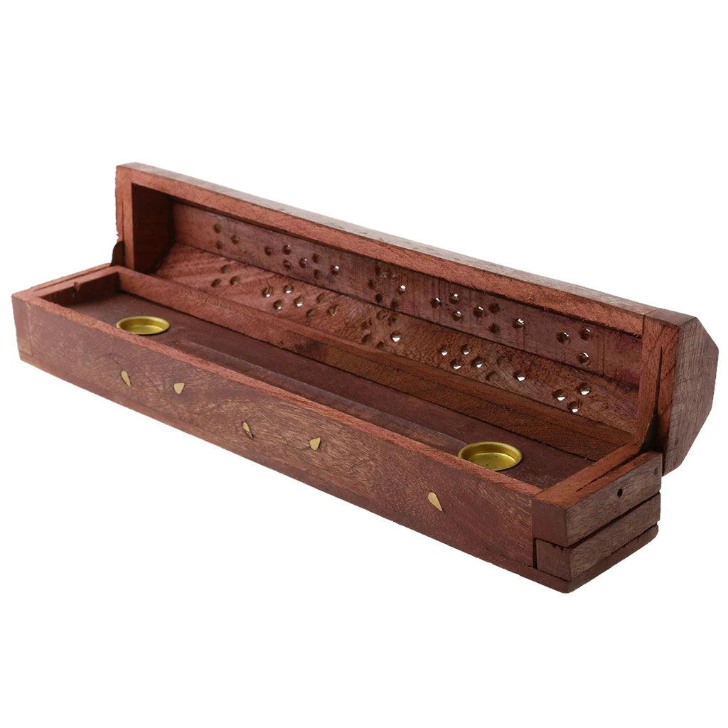 Wooden Incense Holder – Hollow Out Ash Catcher for Stick & Cone