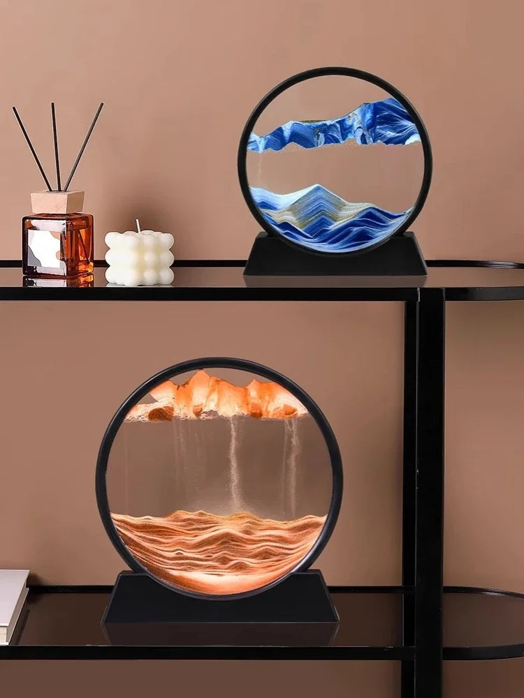 3D Moving Sand Art Picture – Round Glass Decor