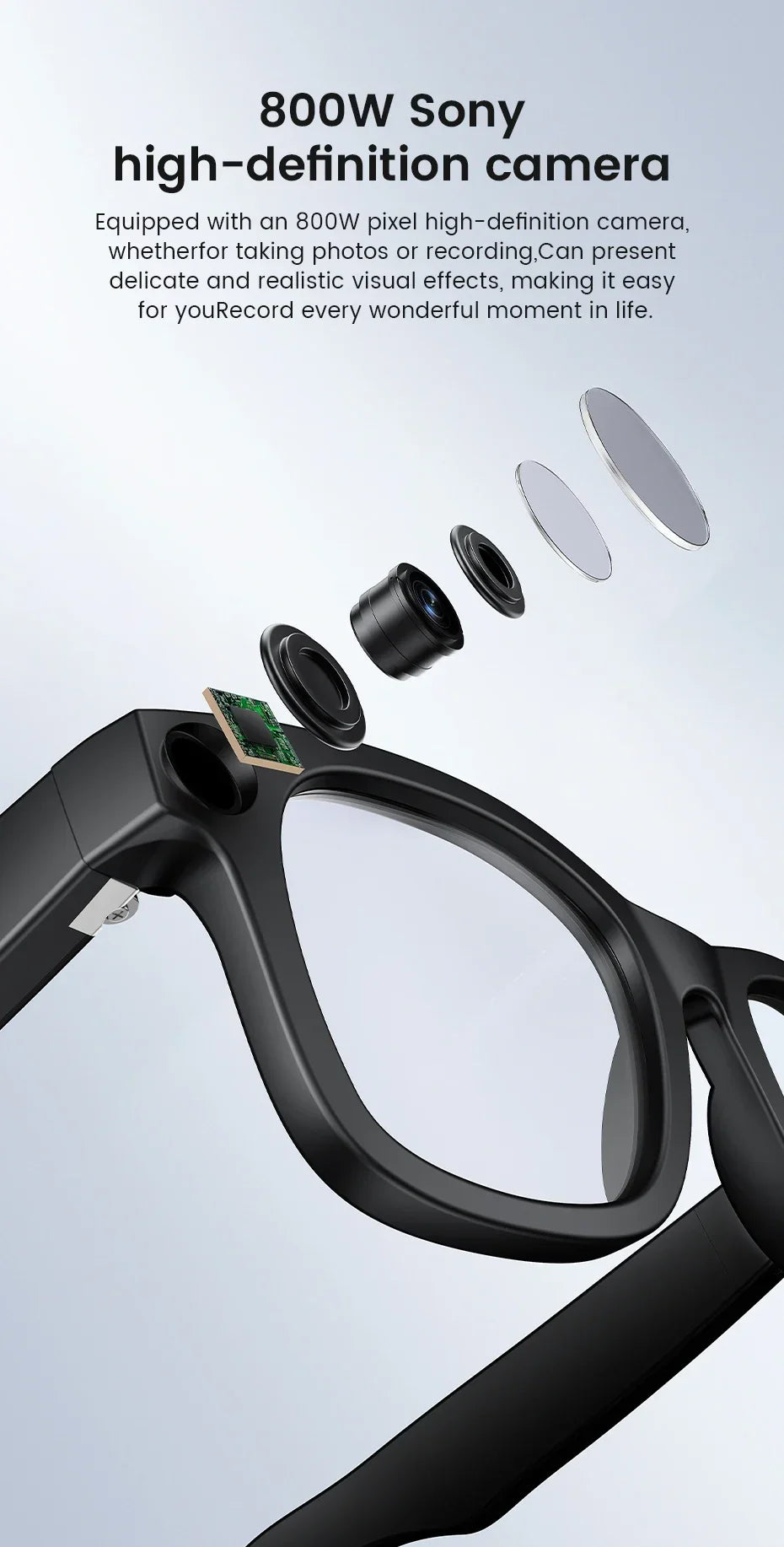 2026 Al Smart Glasses 4K HD Video 800MP Camera WiFi Transfer  Chat GPT VoiceAssistant BT Call with  Charging Case