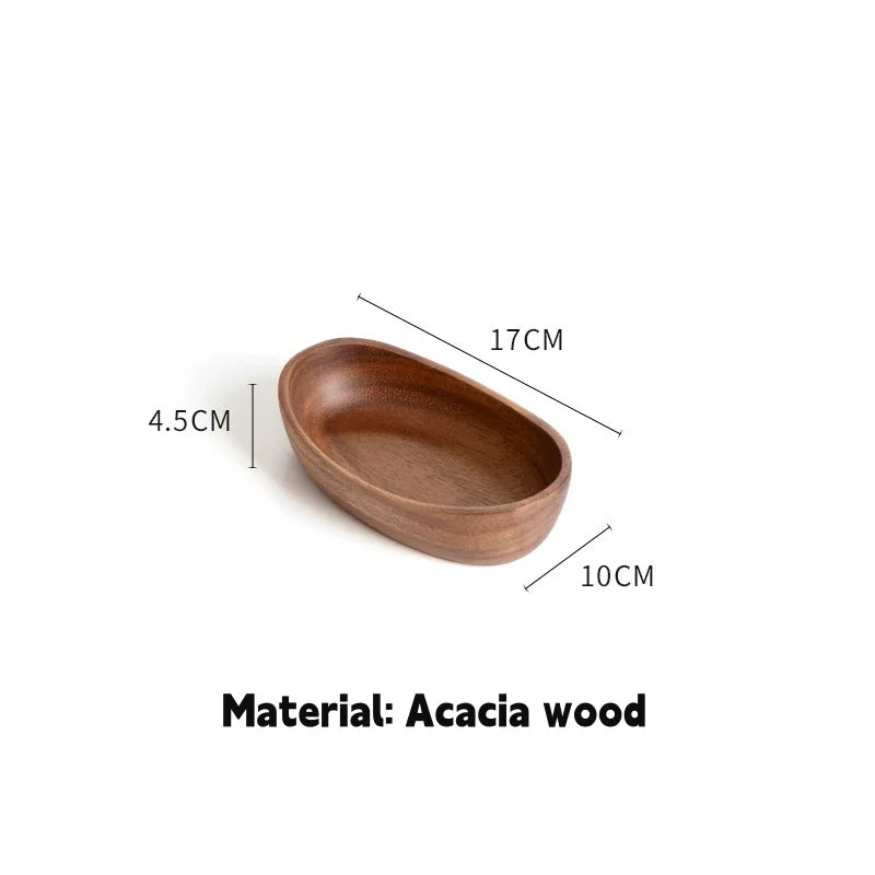 Square Solid Wood Bowl Fruit Salad Snack Dessert Serving Bowl Natural Wooden Tableware