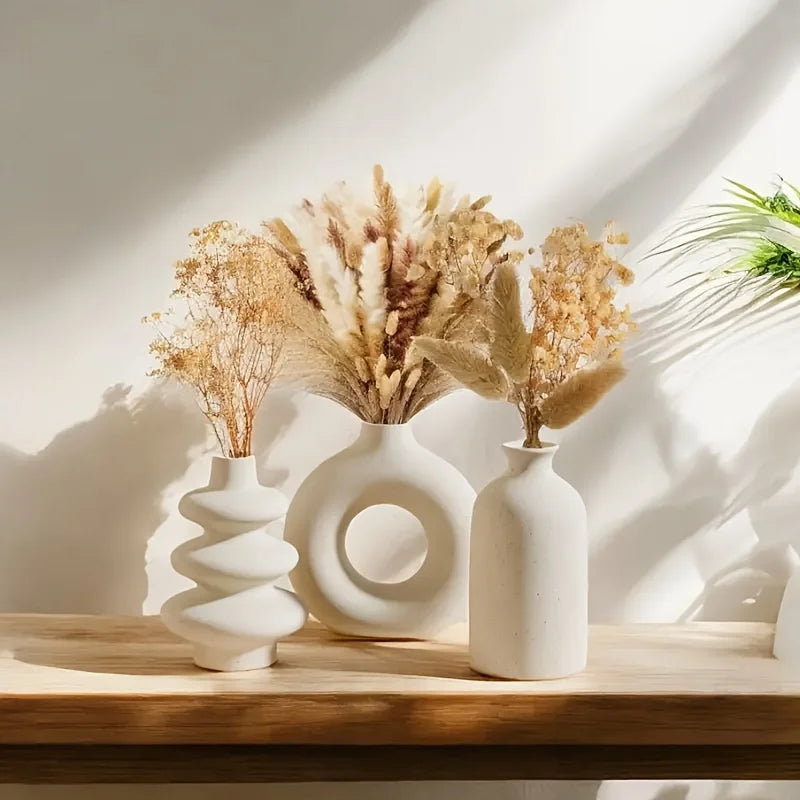 Set of 3 Bohemian Ceramic Vases – Modern Home Decor Vase Set