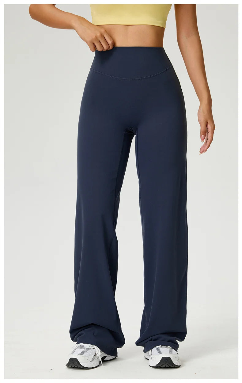 TRY TO BN Women's High Waisted Straight Leg Yoga Pants Gym Leggings Naked Feel Buttery Soft Breathable Running Workout Trousers