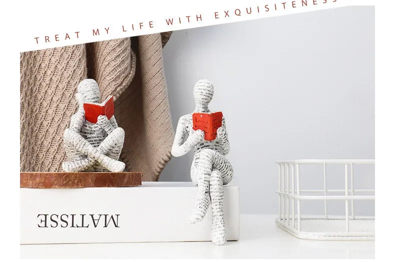 Resin Abstract Figurines – Modern Desk & Bookshelf Art Decor for Home & Office