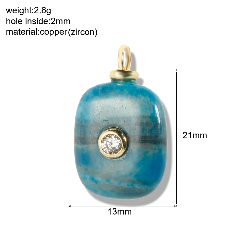 Bohemian Natural Stone Bead Charms for DIY Jewellery Making – Blue & Green Zircon Pendants