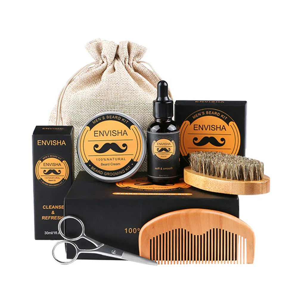 Beard Growth Kit – Oil Wax Roller Comb & Grooming Set for Men