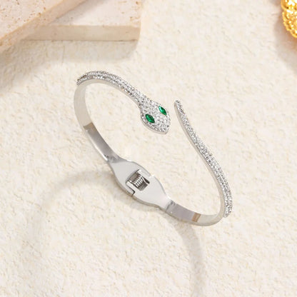 Elegant Stainless Steel Zircon Enamel Bracelet for Women – Waterproof Fashion Jewellery
