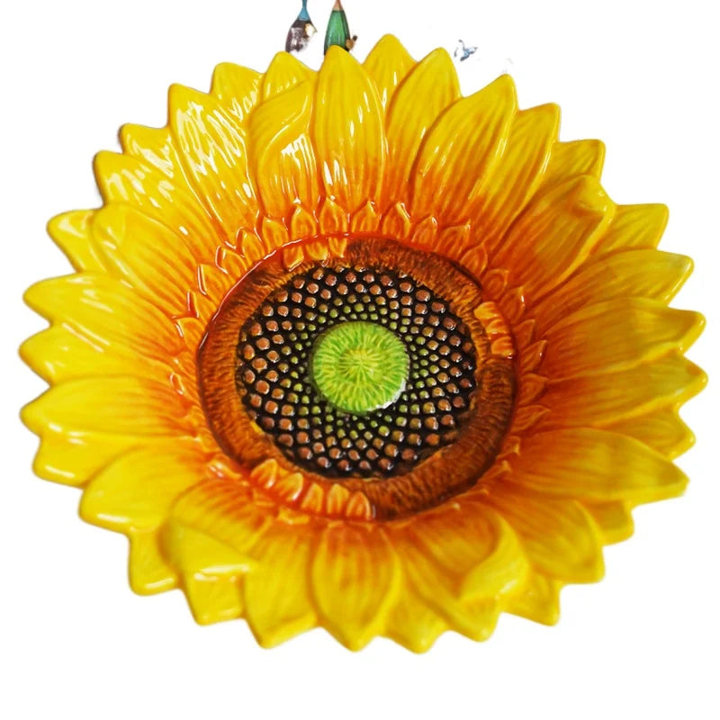 Sunflower Ceramic Bowl – Hand Painted Fruit Salad Dessert Plate