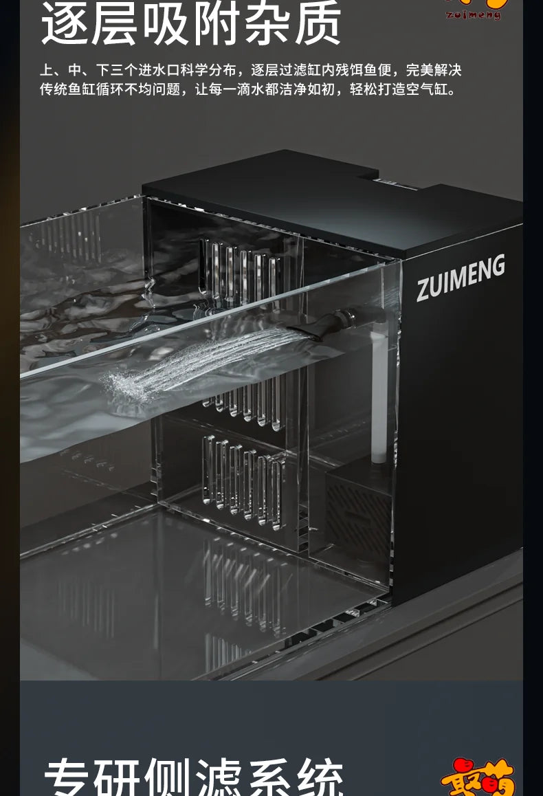 ‌Turtle Aquarium Tank - Fish & Turtle Hybrid Habitat with Stream Landscape, Luxury Villa Ecosystem for Home/Office