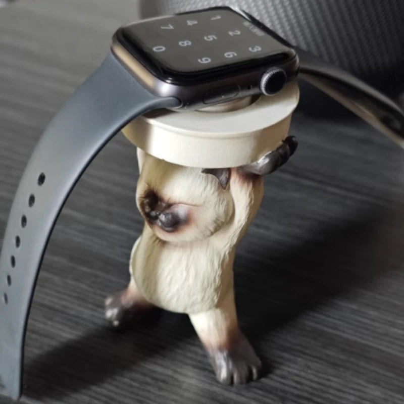 Cute Cat Apple Watch Charging Stand Holder – Stable Desk Dock for Watch Charging Cable