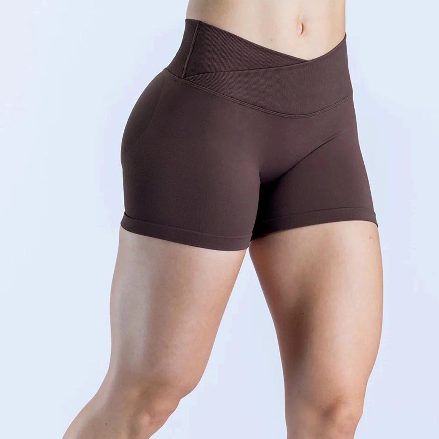 Seamless V-Shape Waist Yoga Shorts 4.5" – Sculpting Low-Rise Workout & Gym Leggings