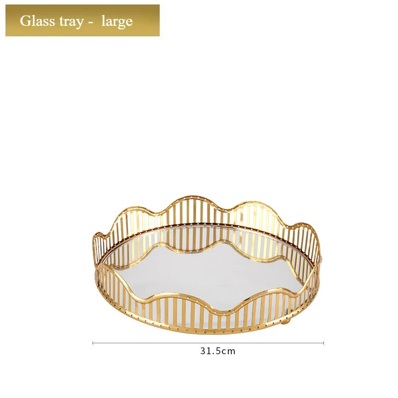 Gold Mirror Glass Tray – Luxury Metal Display & Storage Plate