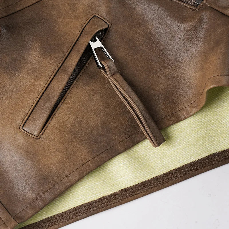 Street Style Spice Girls Fashion New Sexy Brown Pu Leather Super Shorts Women Low Waist Tight Hip Wrap Hot Pants