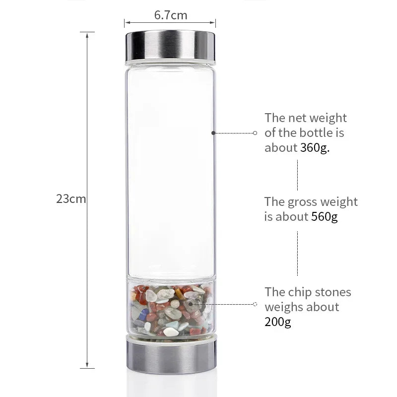 Big Diameter Crystal Bottles Multicolor Water Bottle Healing Infuser Energy Gym