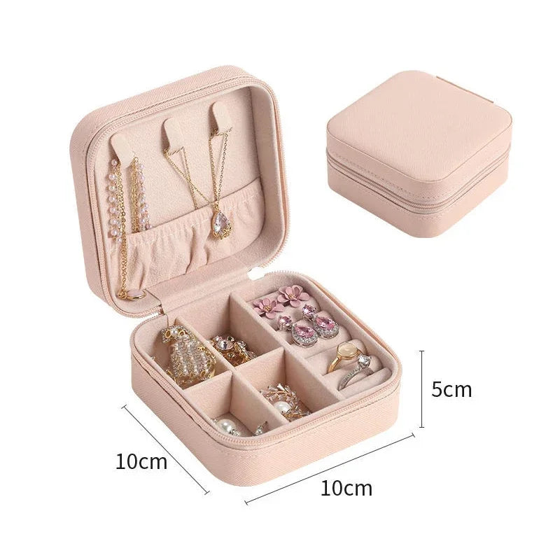 Portable Jewelry Box – Leather Travel Jewelry Organizer Case