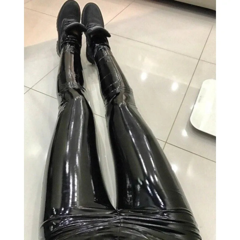 New Bright  Pu Pants Women Black Slim Leather Pants Sexy Hip Liftting Yoga Fitness Leggings Running Casual Fashion Pu Pants
