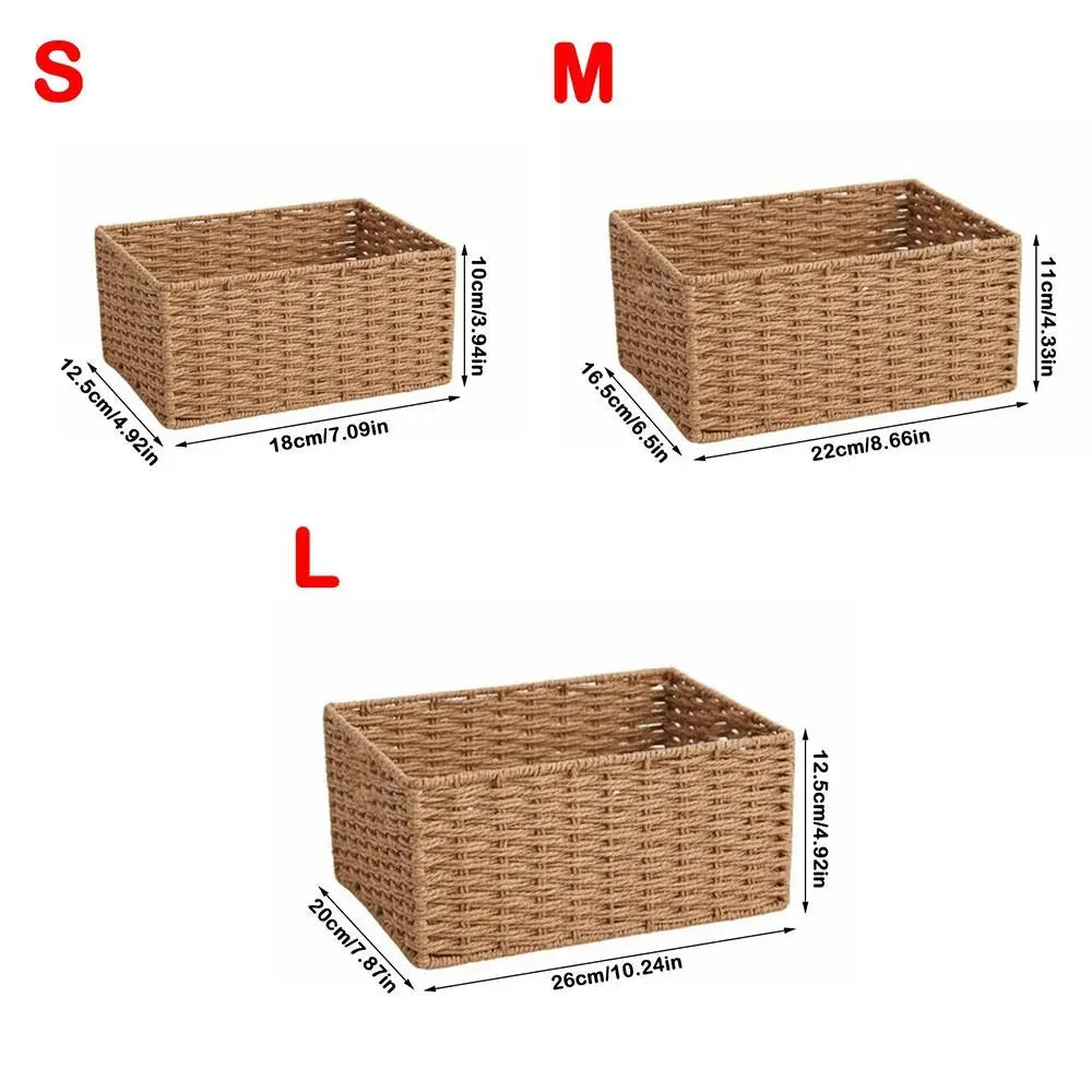 Durable Large Capacity Woven Storage Basket Handmade Reusable Snack Sundries Organizer Clothing Storage Basket