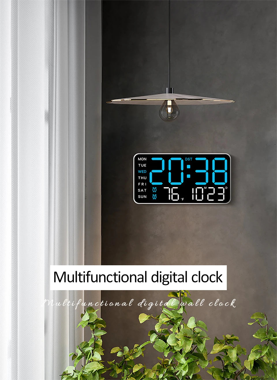 LED Digital Wall Clock with Voice Control