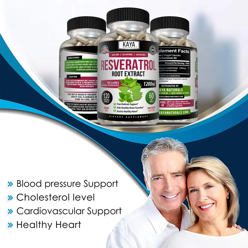 Resveratrol Capsules – Antioxidant & Circulatory Support, Non-GMO, 30/60/120 Caps