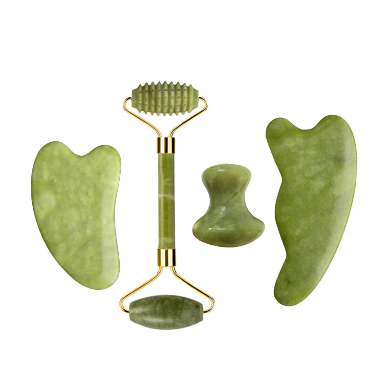 Natural Jade Roller & Gua Sha Set – Facial & Body Massage Tools for Lifting & Anti-Aging