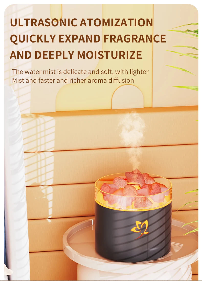 Crystal Salt Stone Aromatherapy Machine Colorful Atmosphere Lamp Atomization Humidification Suitable for Office and Bedroom