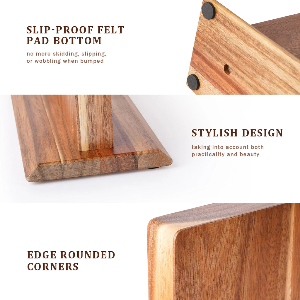 Acacia Wood Magnetic Knife Block Holder Strong Magnet Kitchen Knife Stand Rack Wooden Knife Storage