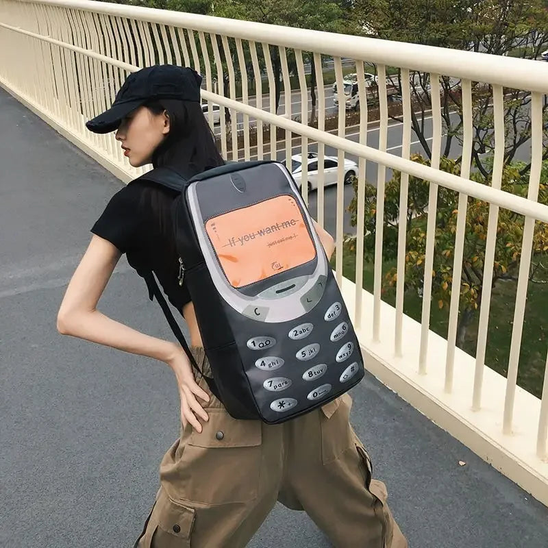 Unisex Splashproof Nylon Backpack with Mobile Phone Pocket – High-Capacity Casual Street Style Bag