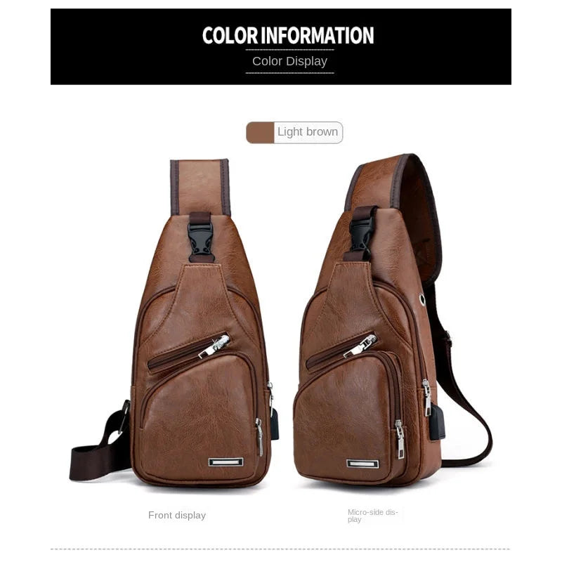 Spot Men's Chest Bag With Headphone Hole USB Shoulder