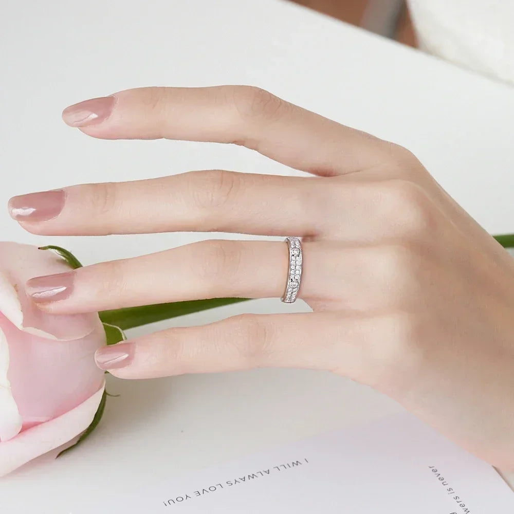 Moissanite Wedding Ring & Bracelet Set for Women – 18K Rose Gold Plated Silver