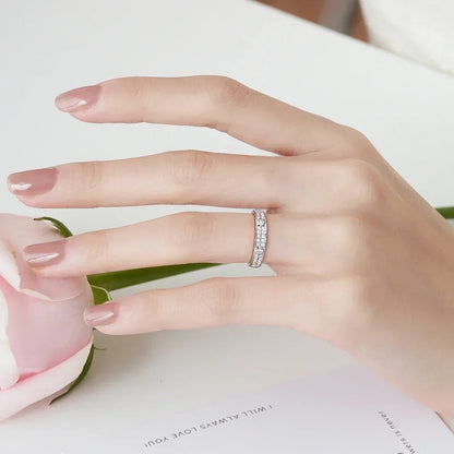 Moissanite Wedding Ring & Bracelet Set for Women – 18K Rose Gold Plated Silver