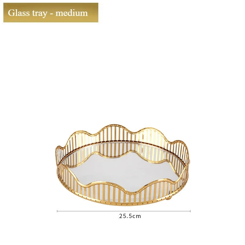 Gold Mirror Glass Tray – Luxury Metal Display & Storage Plate