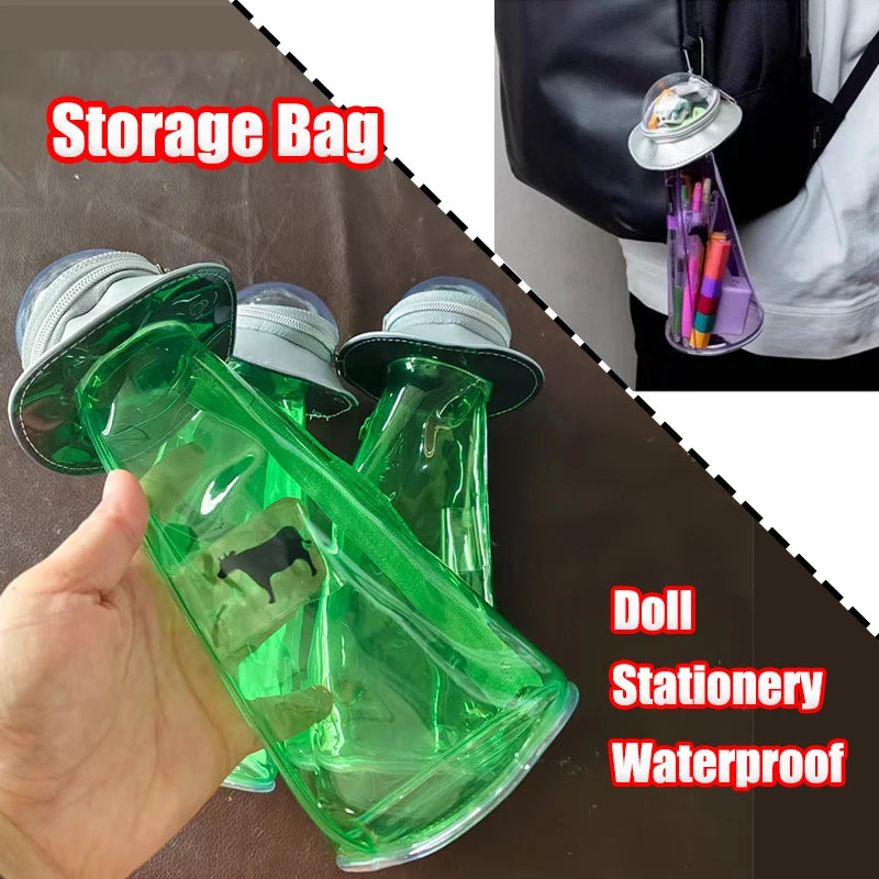 Creative Spaceship Shaped Hanging Storage Bag Transparent Large Capacity Doll Stationery Storage Box Backpack Pendant Cute Gift