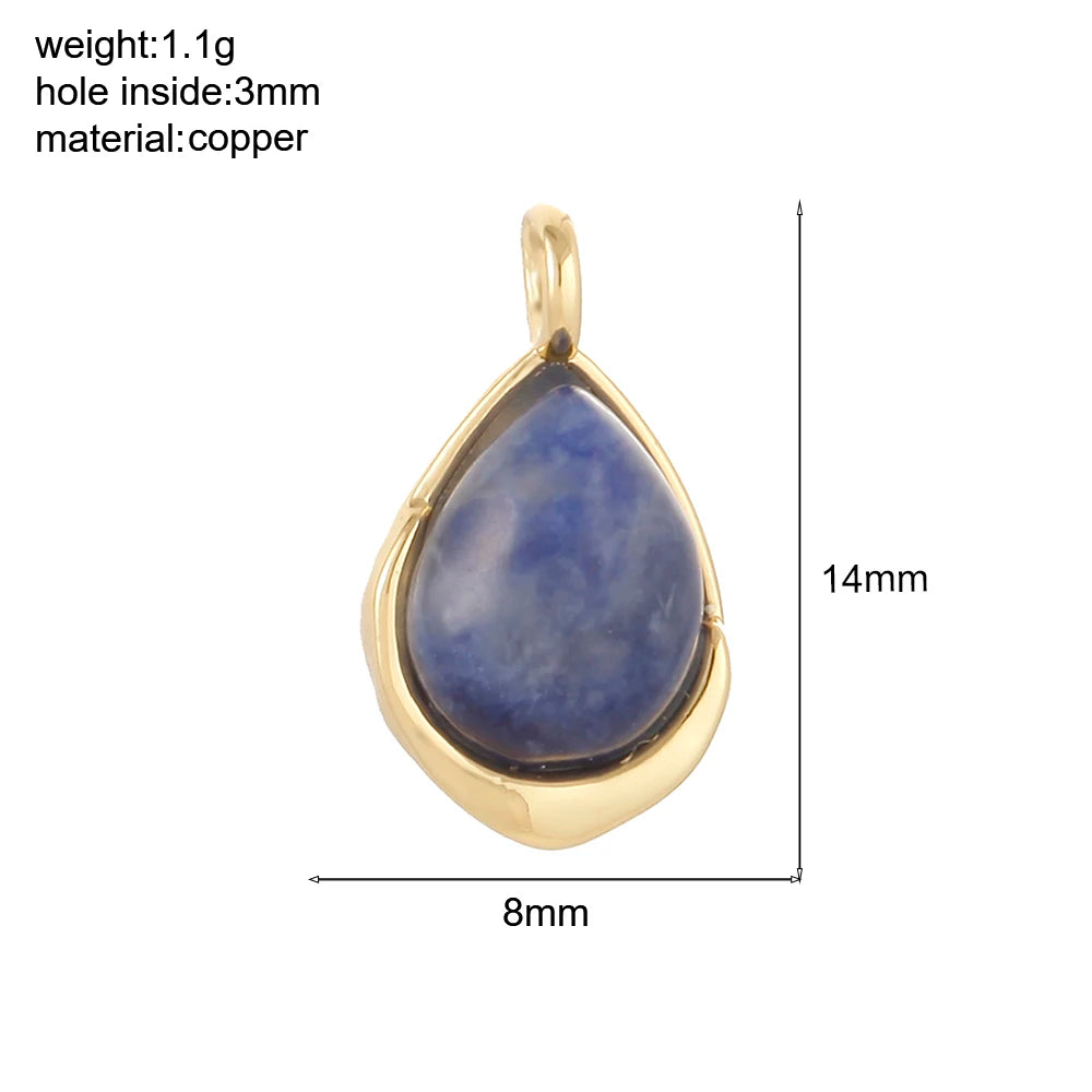 Bohemian Natural Stone Bead Charms for DIY Jewellery Making – Blue & Green Zircon Pendants