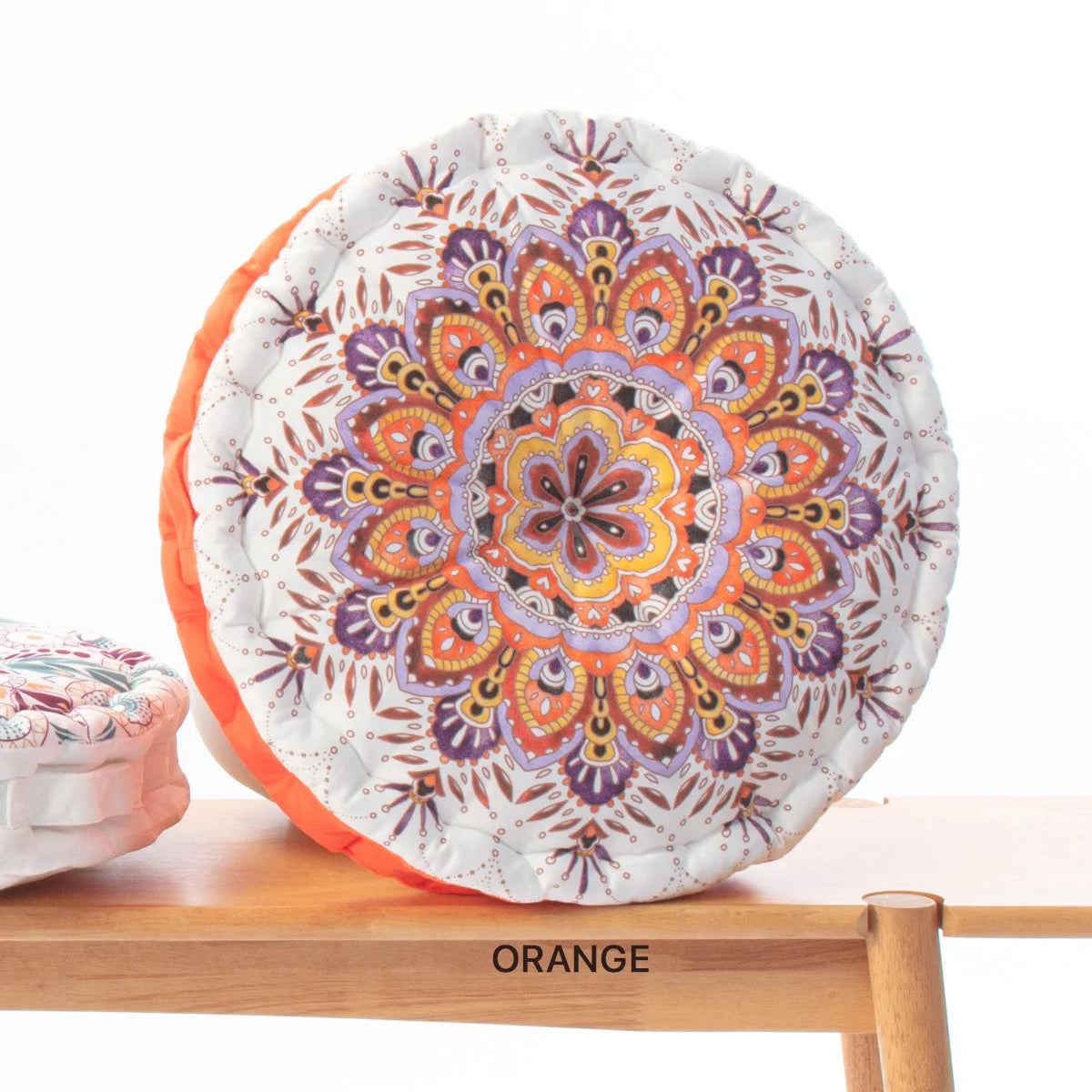 Bohemian Round Floor Cushion, Mandala Print Thickened Seat Pillow with Handle, Short Plush Soft Meditation Cushion for Yoga Livi