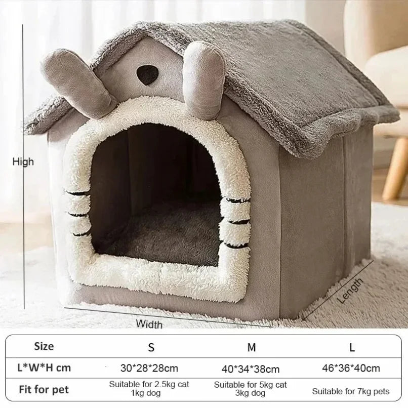 Warm Pet Bed Tent House – Soft Dog & Cat Indoor Kennel