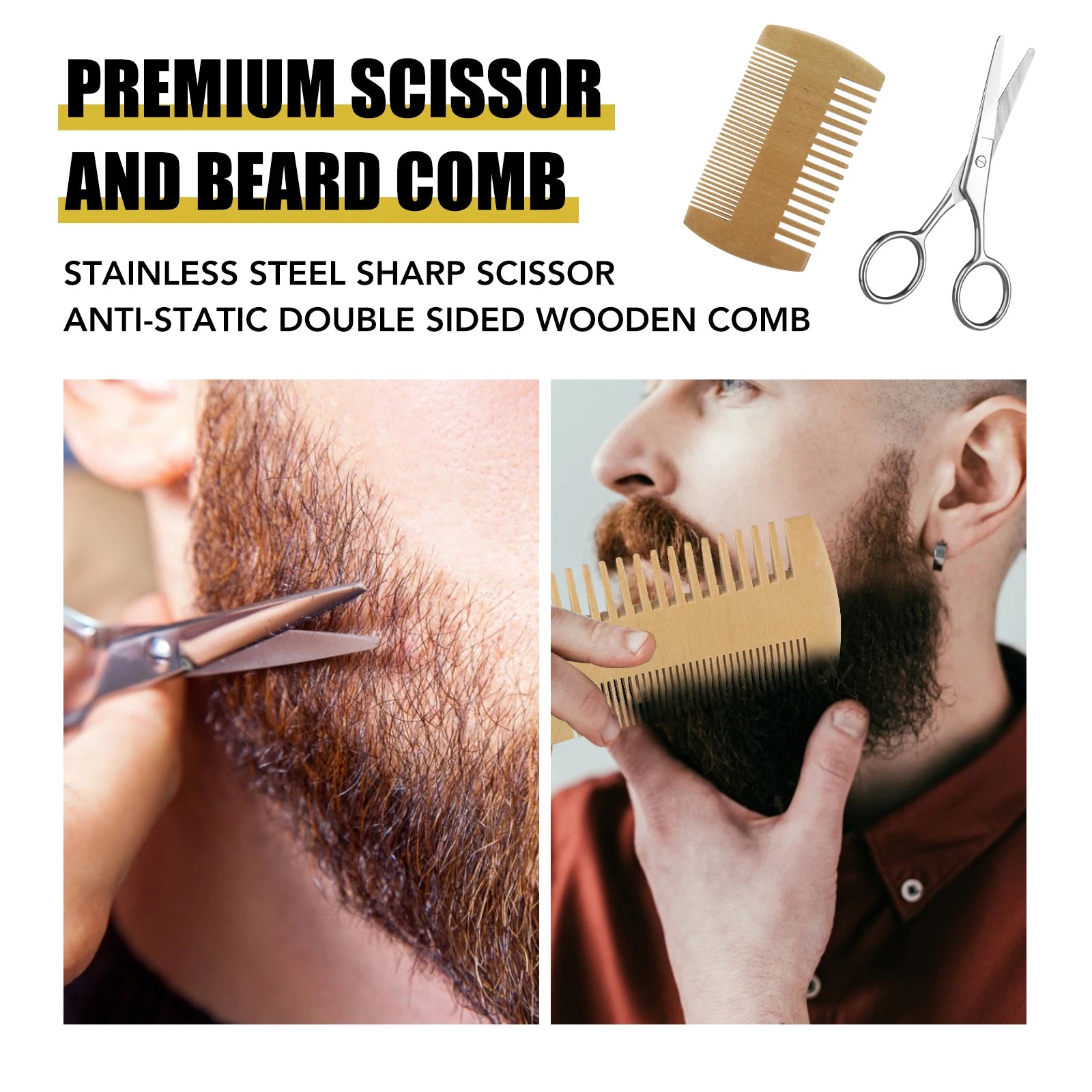 Beard Growth Kit – Oil Wax Roller Comb & Grooming Set for Men