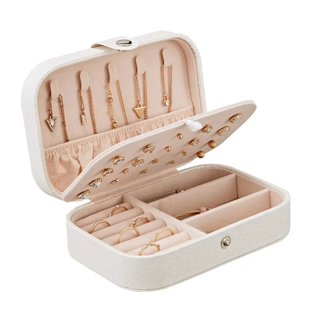 Portable Jewelry Box – Leather Travel Jewelry Organizer Case