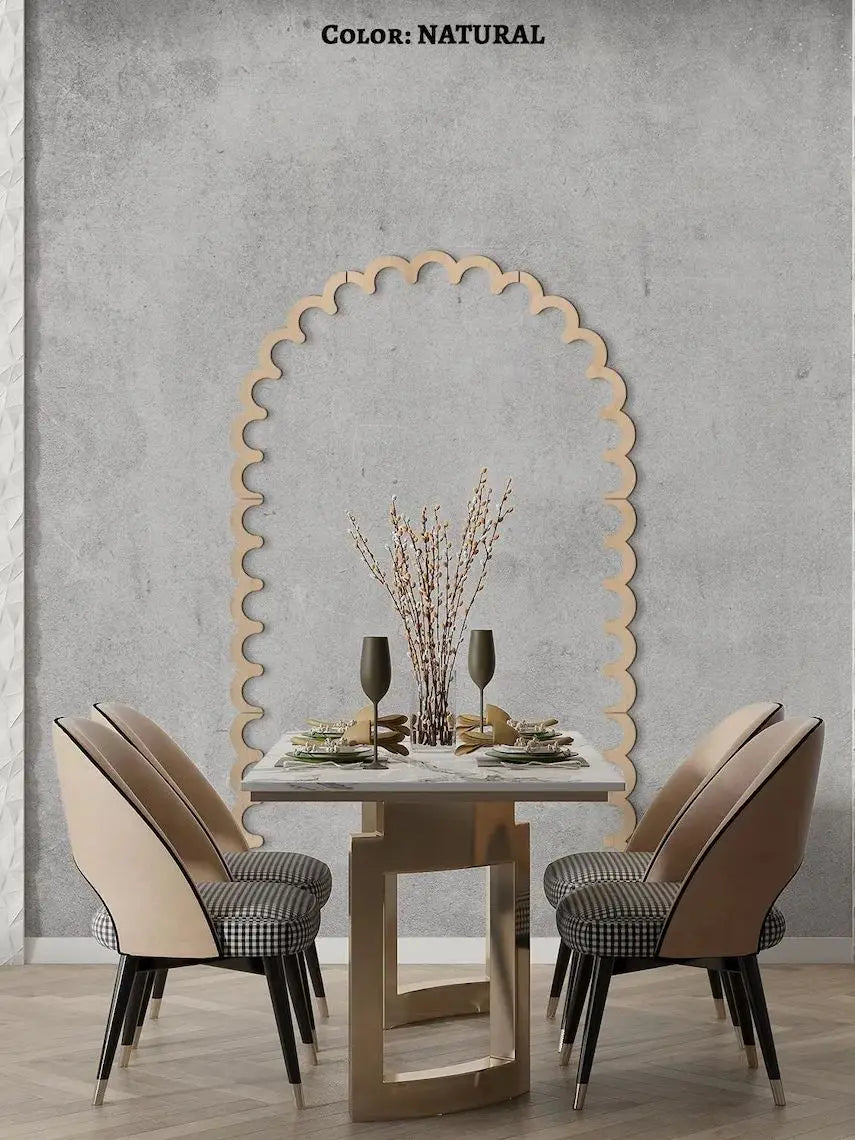 Modern Wooden Wall Arch Decor – Scalloped DIY Wall Panel Accent Rustic & Boho Style