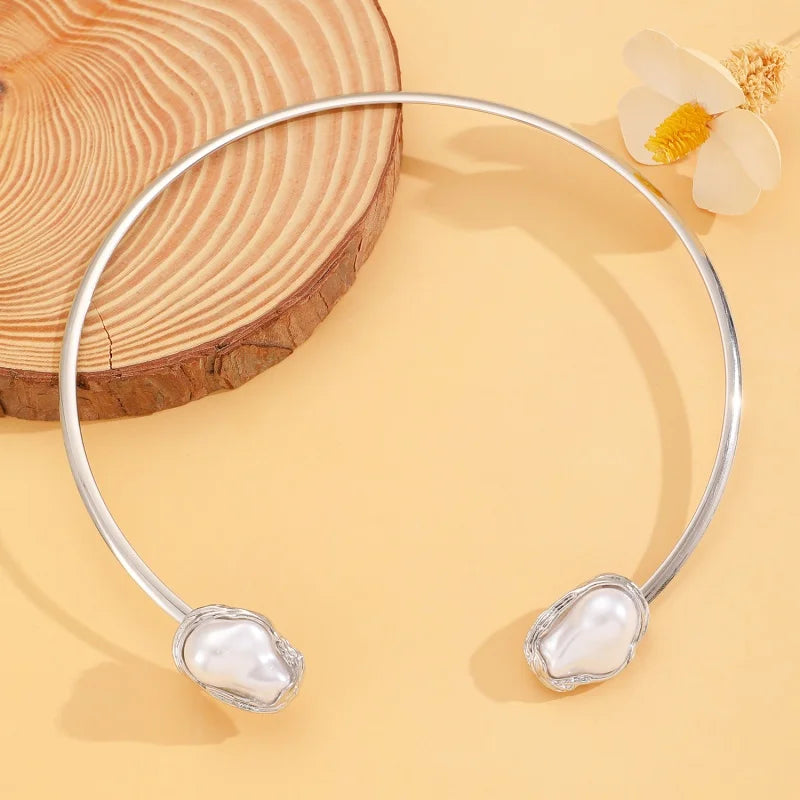 Trendy Baroque Pearl Necklace, Bracelet & Ring Set – Wedding & Party Jewellery for Women