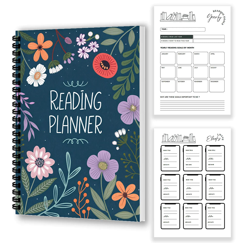 1PC Reading Planner Journal -Reading Journals Gift for Lovers Reading Review Log Book Club Journal and Planner to Review and Tra