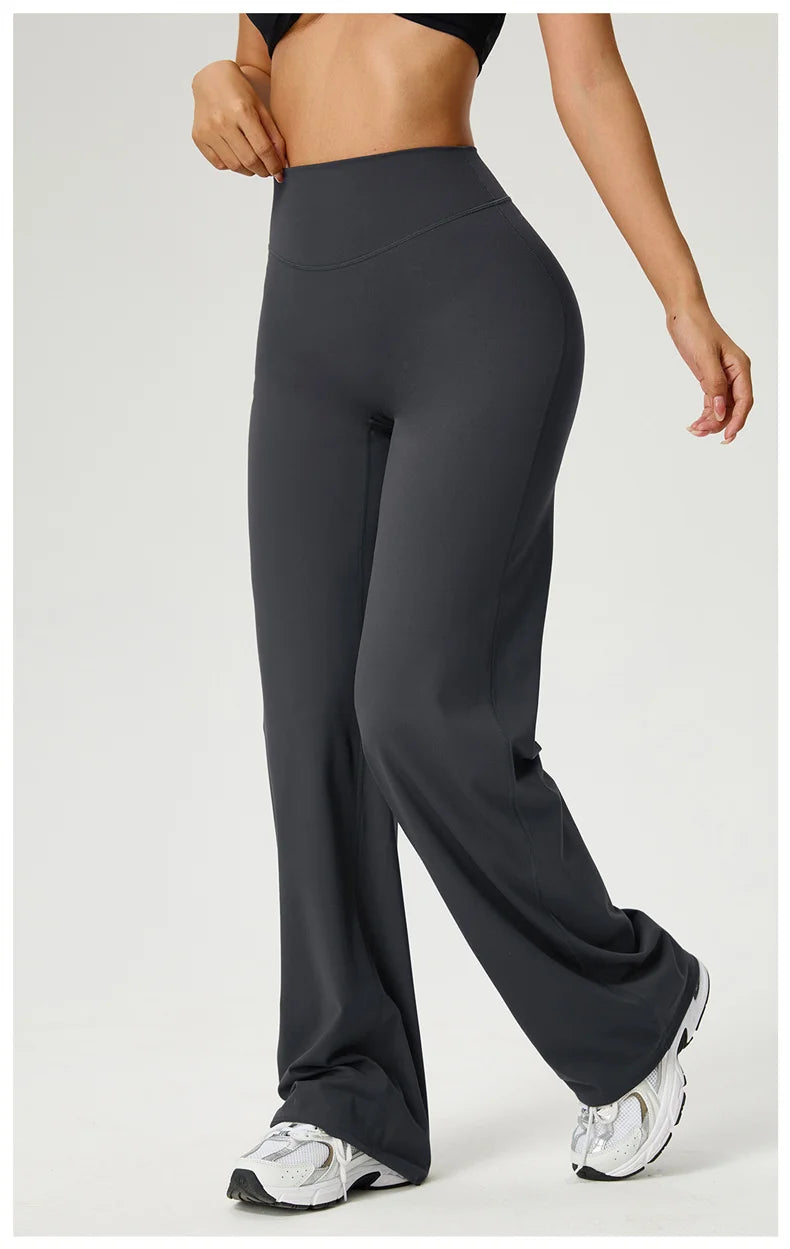 TRY TO BN Women's High Waisted Straight Leg Yoga Pants Gym Leggings Naked Feel Buttery Soft Breathable Running Workout Trousers